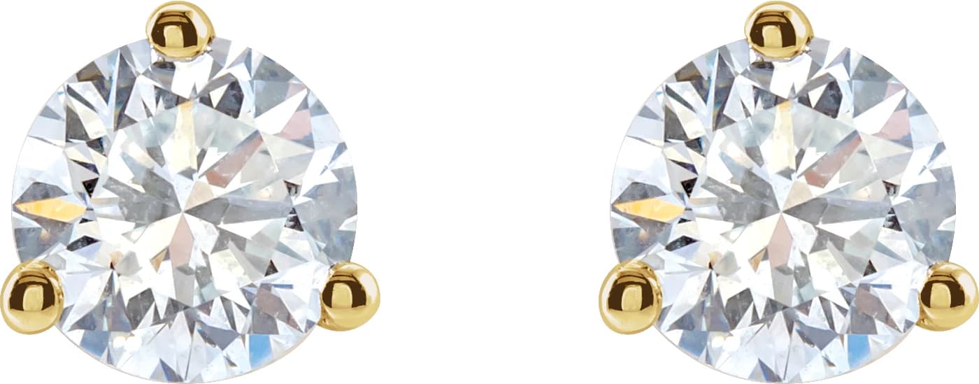 Round 3-Prong Cocktail-Style Stud Earrings, view 3