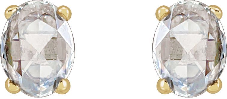 Oval 4-Prong Rose-Cut Stud Earrings view 2