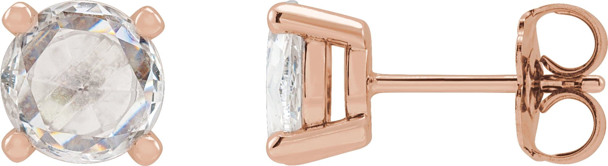 14K Rose 1/5 CTW Rose-Cut Natural Diamond Stud Earrings