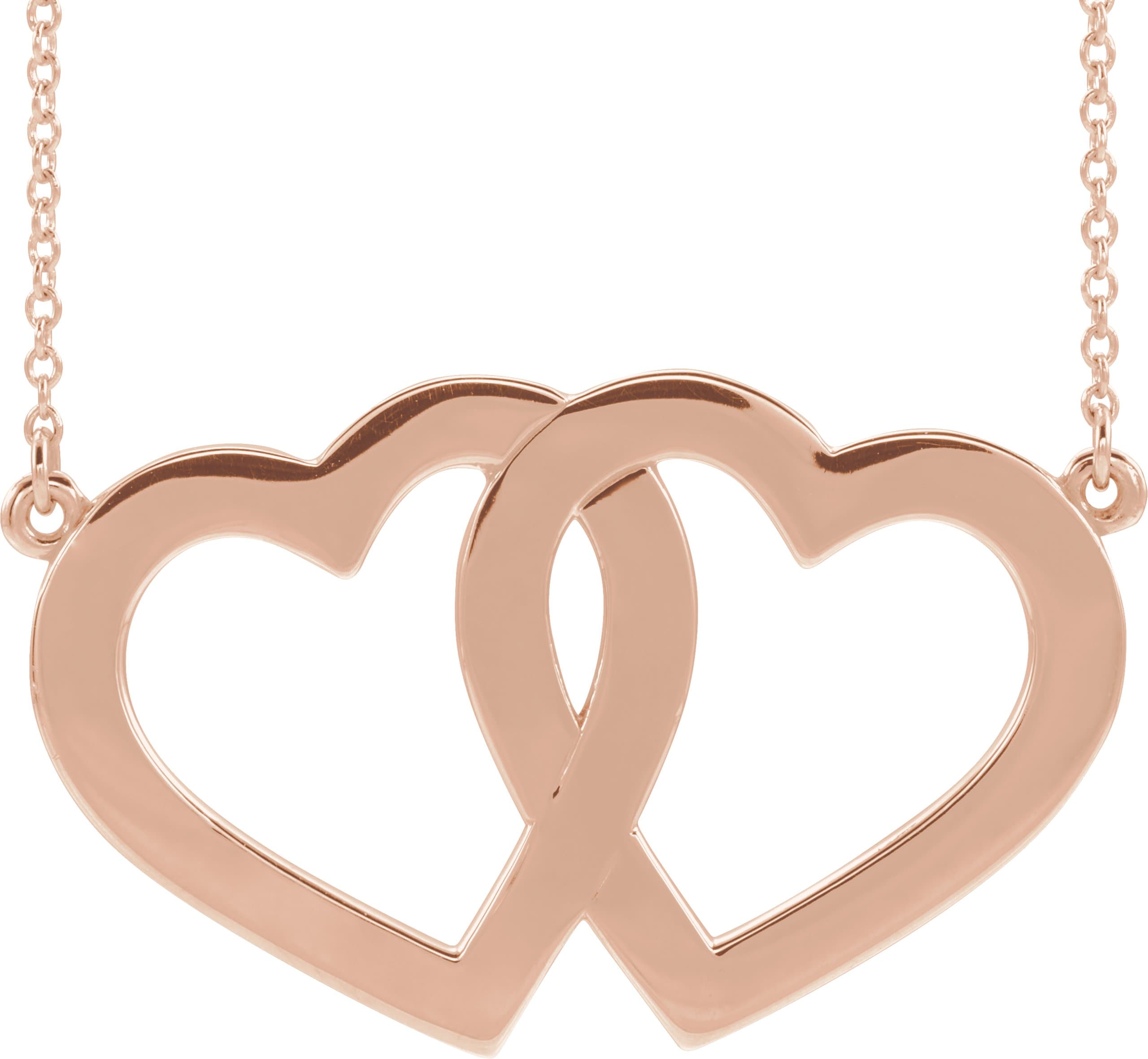 14K Rose Engravable Famly Heart 18 Necklace
