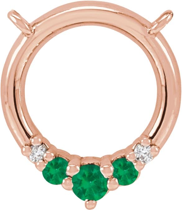 14K Rose Natural Emerald & .06 CTW Natural Diamond Circle Necklace Center