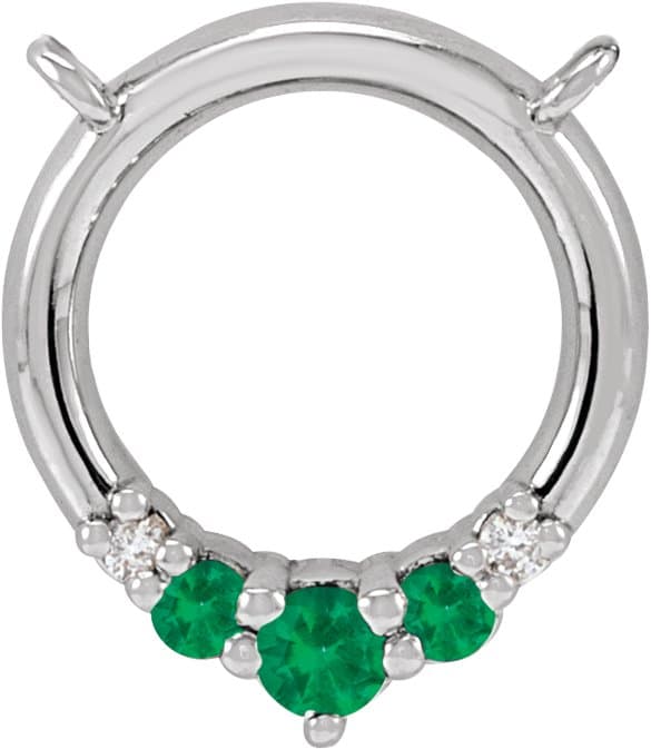 14K Rose Natural Emerald & .06 CTW Natural Diamond Circle Necklace Center