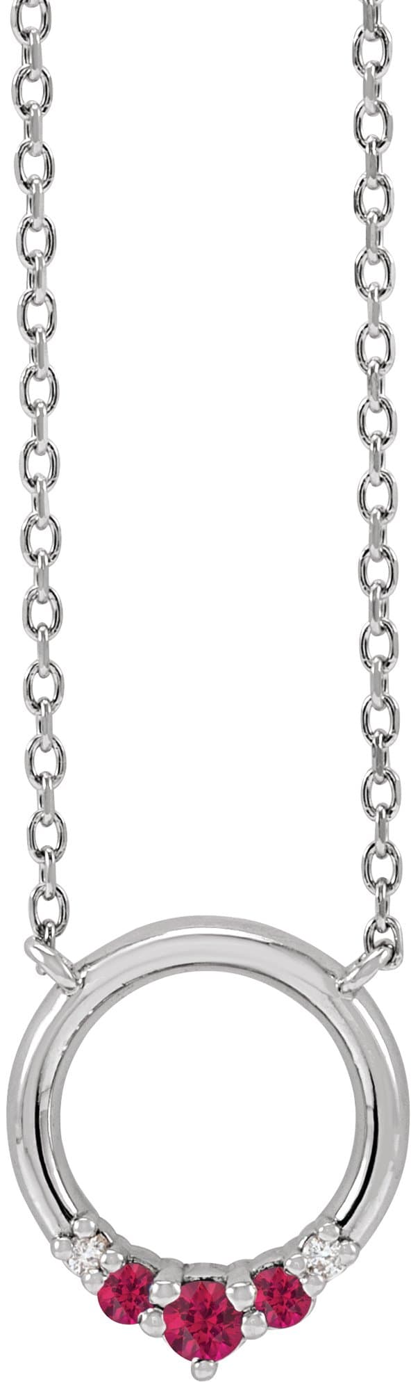 Sterling Silver Ruby & .06 CTW Diamond Circle 18 Necklace