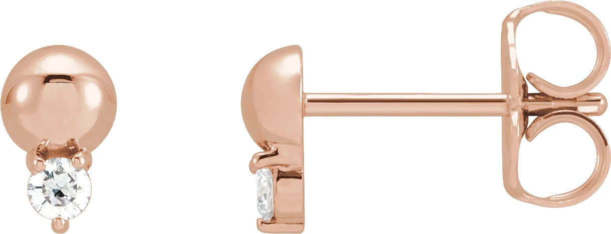 14K Rose .06 CTW Natural Diamond Bead Earrings