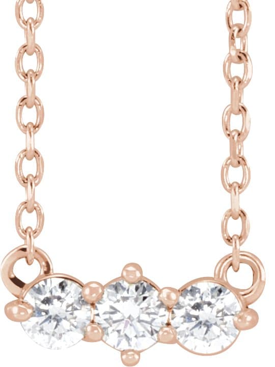 14K Rose 1/5 CTW Natural Diamond Three-Stone 18 Necklace
