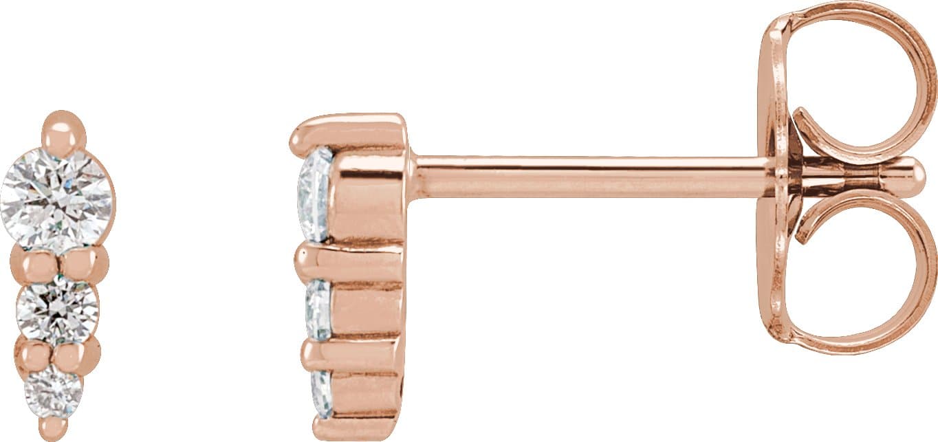14K Rose .08 CTW Natural Diamond Graduated Bar Earrings