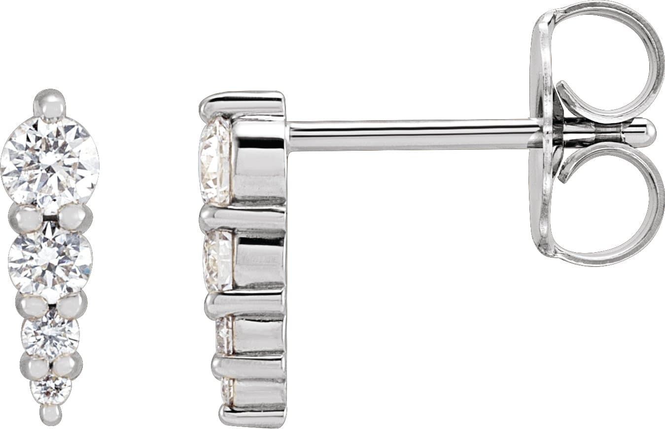 14K Rose .08 CTW Natural Diamond Graduated Bar Earrings
