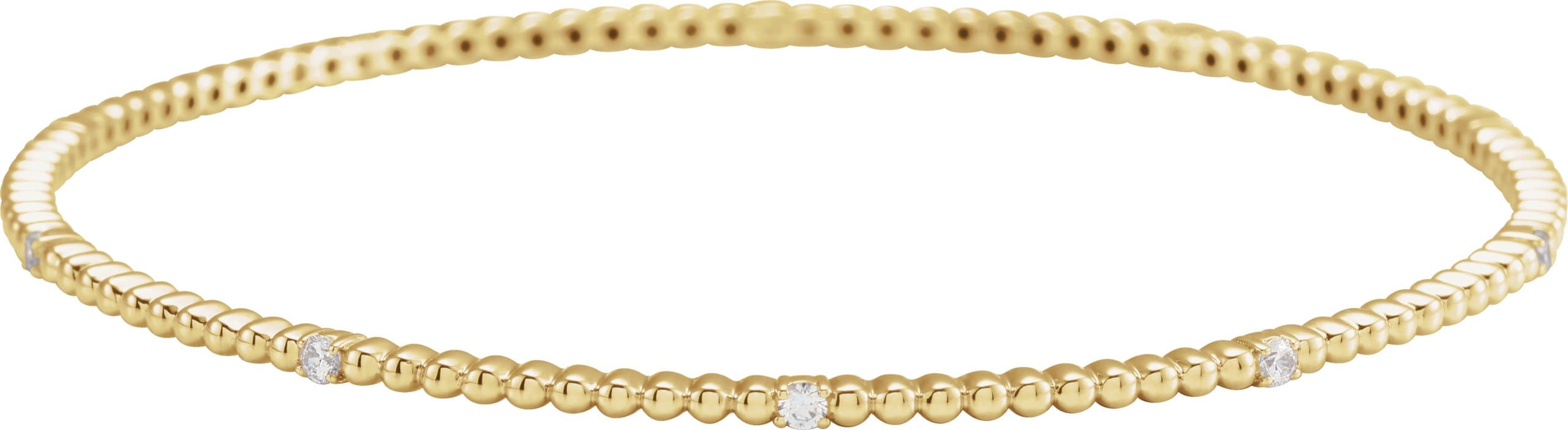 14K Rose 1/3 CTW Natural Diamond Beaded Bangle 7 3/4" Bracelet