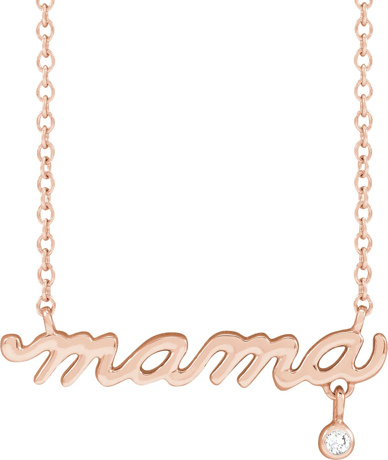 14K Rose .015 CT Natural Diamond Mama 18 Necklace