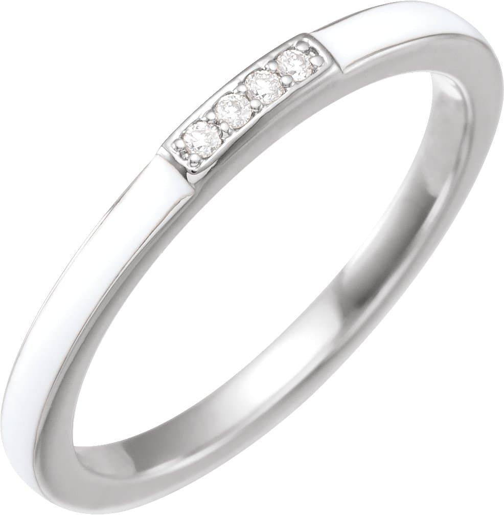 14K Rose .03 CTW Natural Diamond & Black Enamel Stackable Ring