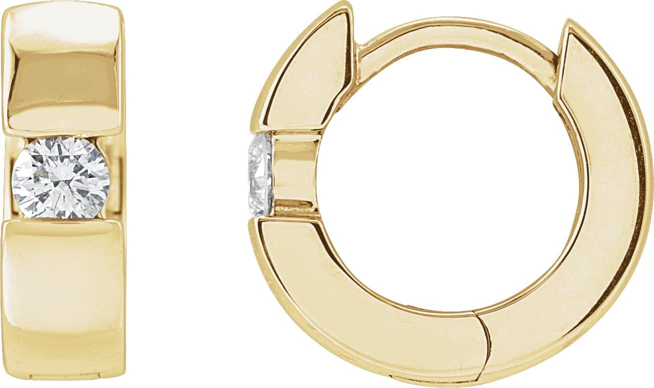 14K White 1/4 CTW Natural Diamond 12 mm Hinged Huggie Hoop Earrings