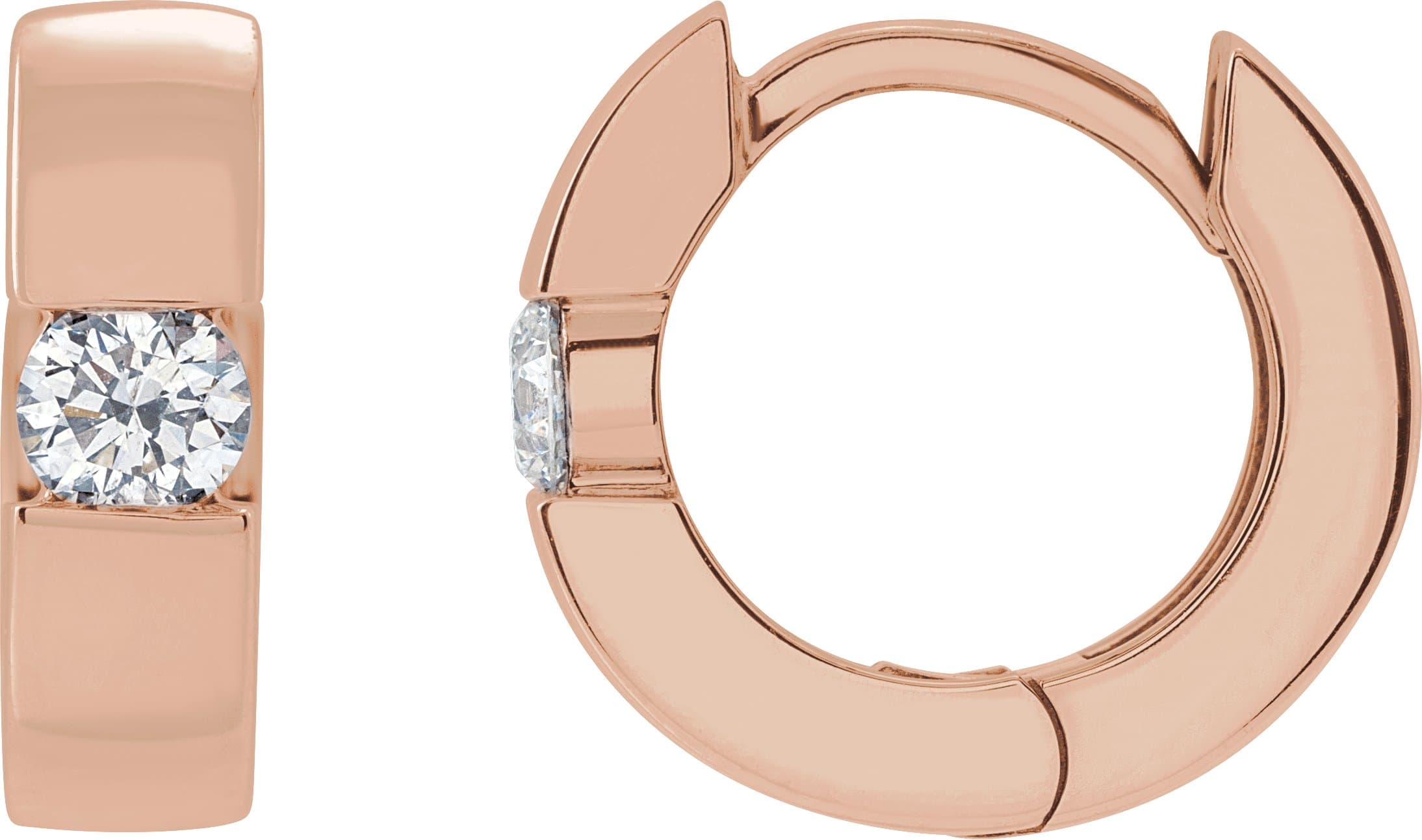 14K Yellow Gold 1/3 CTW Natural Diamond 15 mm Hinged Huggie Hoop Earrings