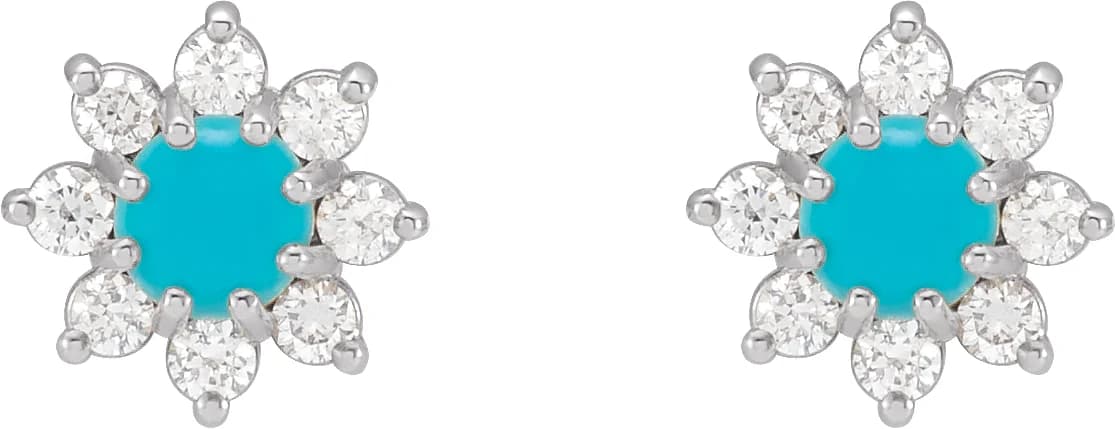 Cabochon Flower Earrings, view 3