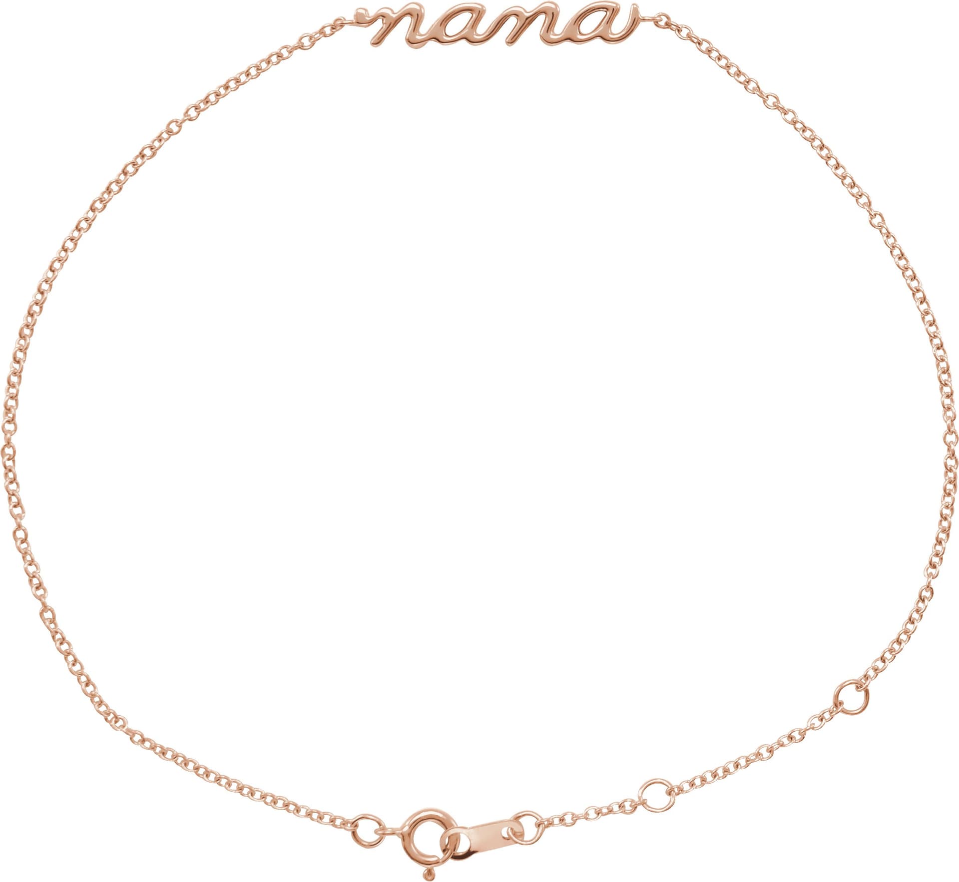 14K Rose Lowercase Script Nana Bracelet