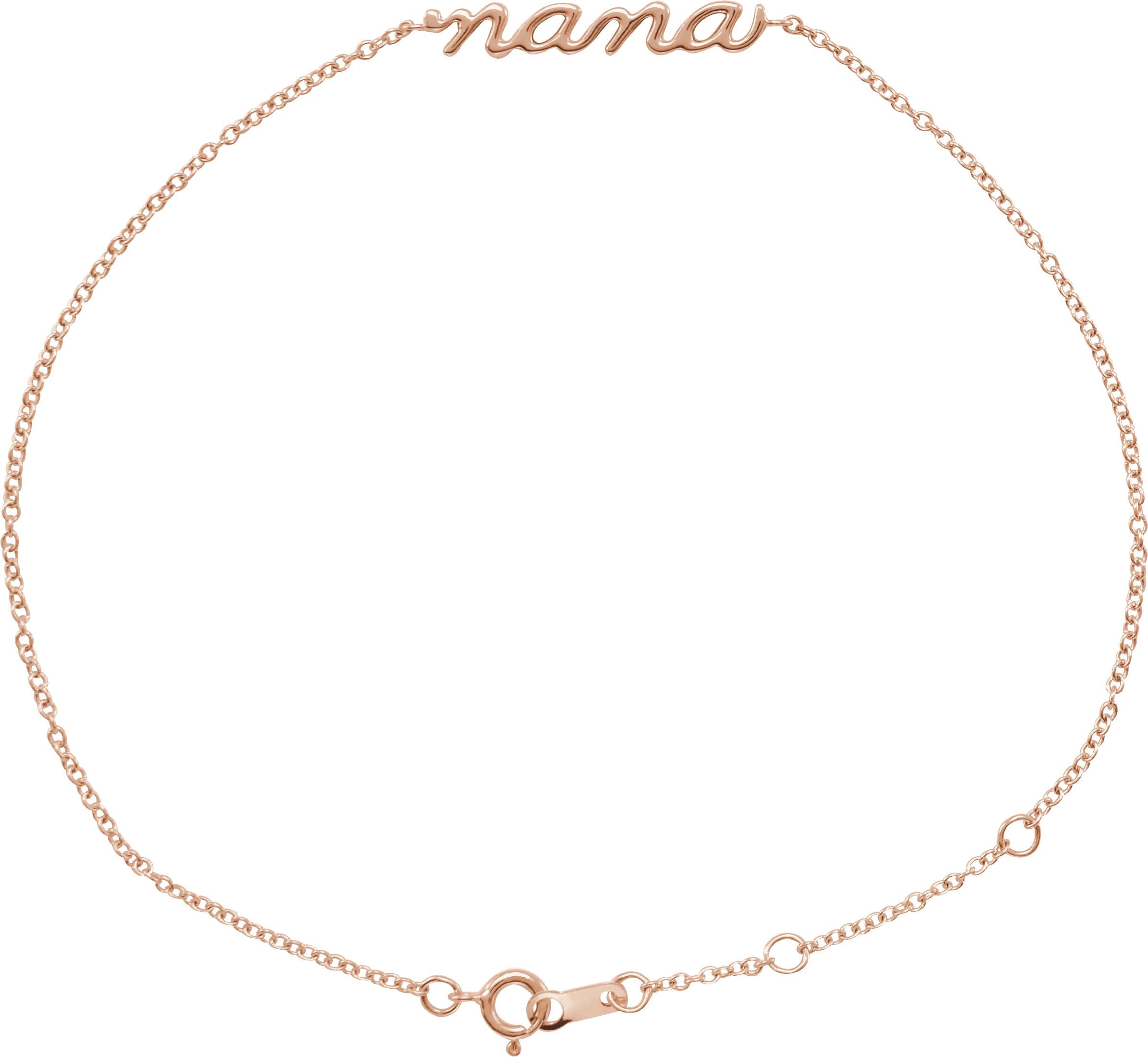14K Rose Lowercase Script Nana Bracelet