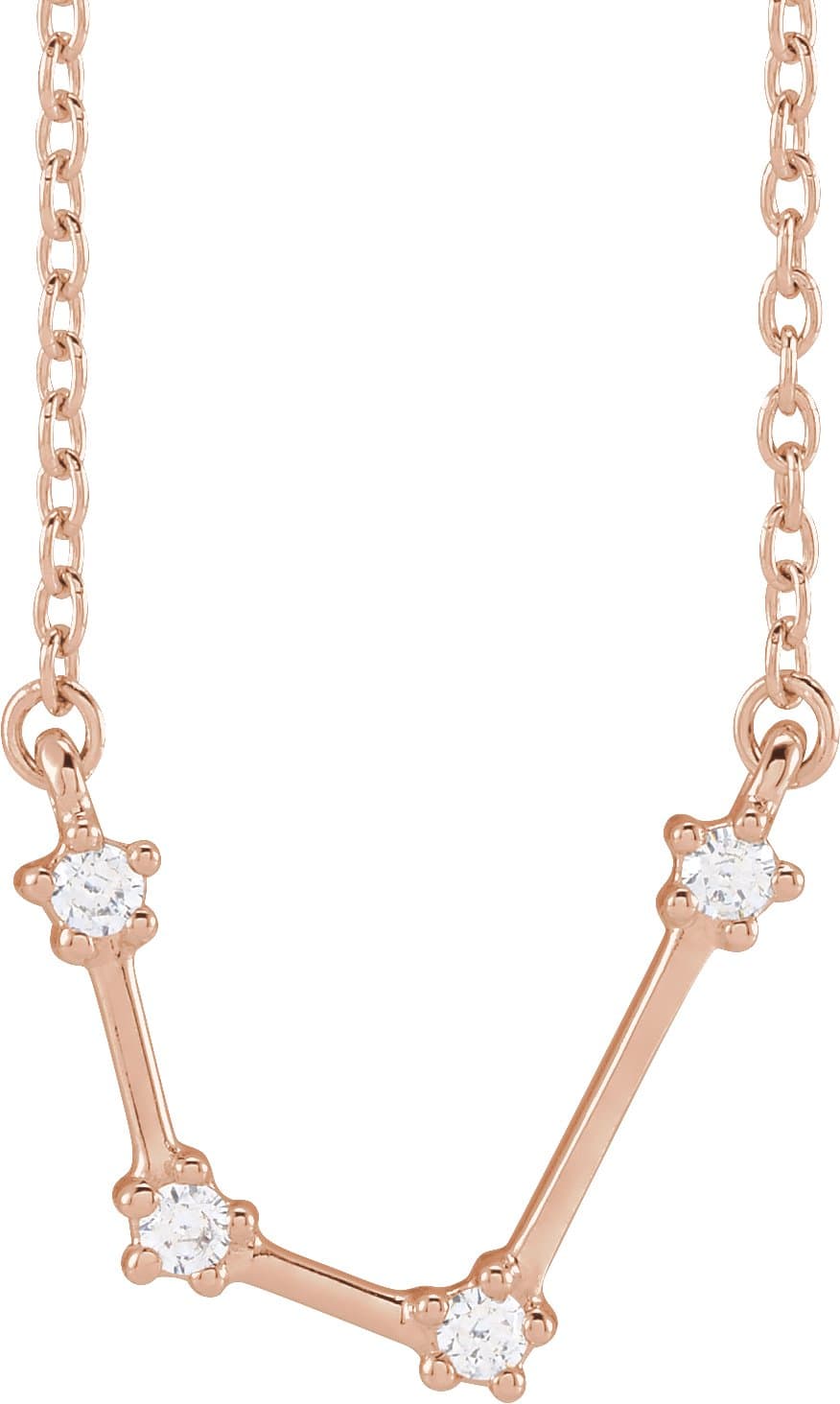 14K Rose 1/10 CTW Natural Diamond Aquarius 16-18" Necklace