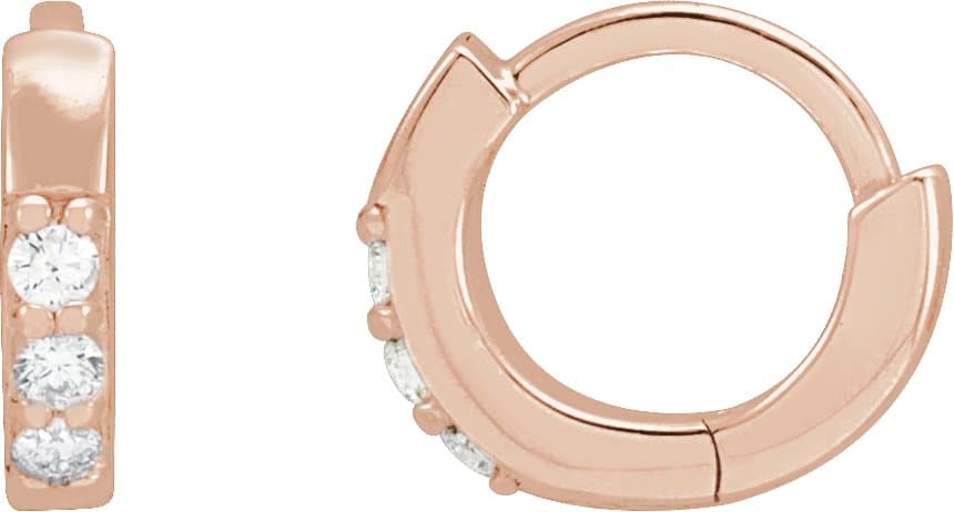 14K Rose .05 CTW Natural Diamond Hinged 8 mm Hoop Earrings