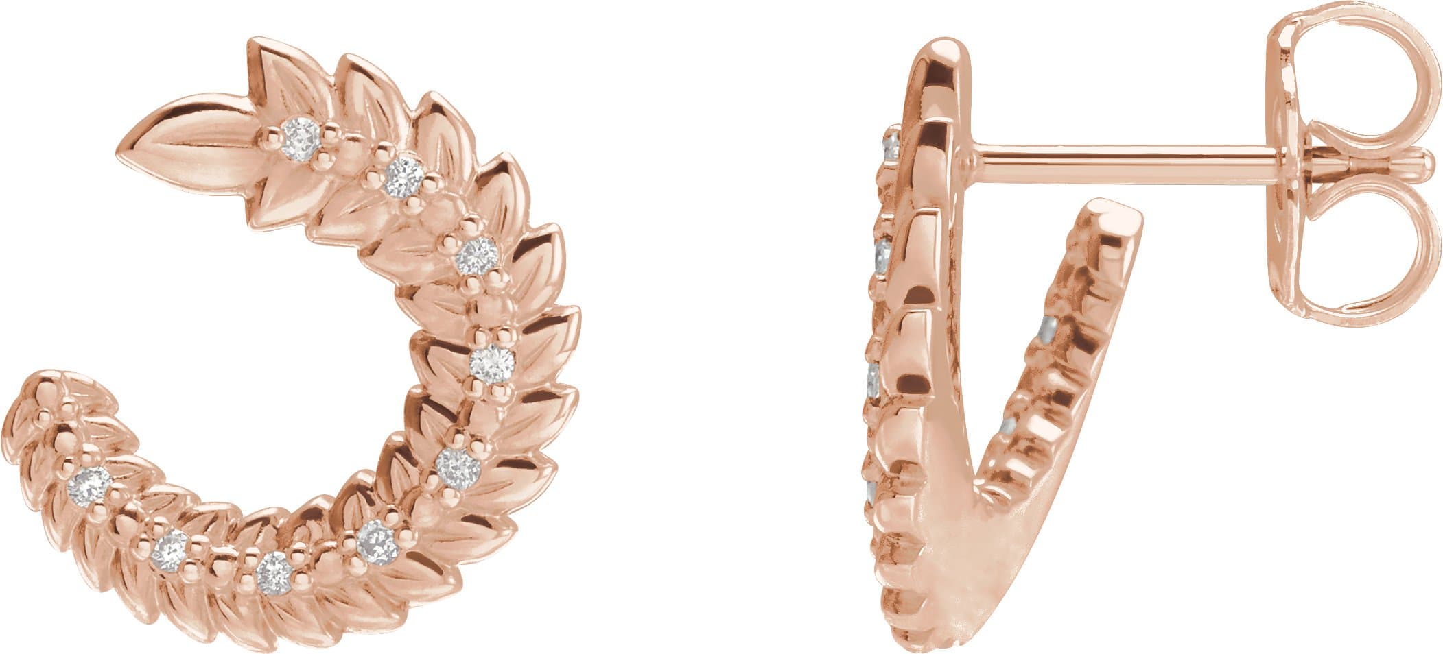 14K Rose .07 CTW Natural Diamond Front-Back Hoop Earrings