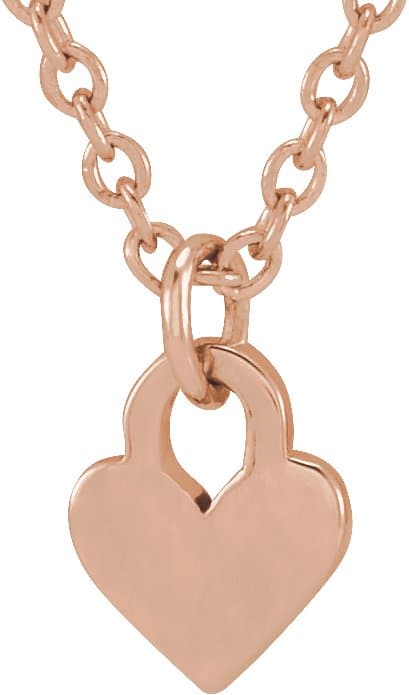 14K Rose Engravable Heart 16-18 Necklace