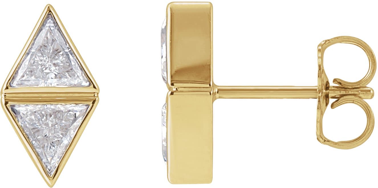 14K Rose 1/4 CTW Natural Diamond Two-Stone Bezel-Set Earrings