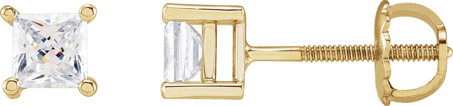 14K White 4.5x4.5 mm Square Imitation White Cubic Zirconia Earrings