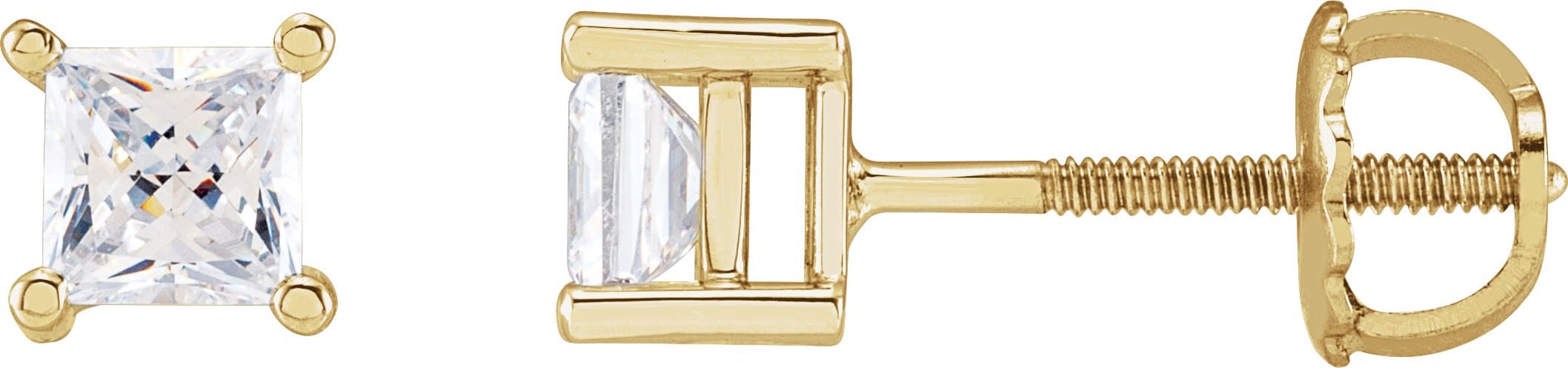 14K White 4.5x4.5 mm Square Imitation White Cubic Zirconia Earrings