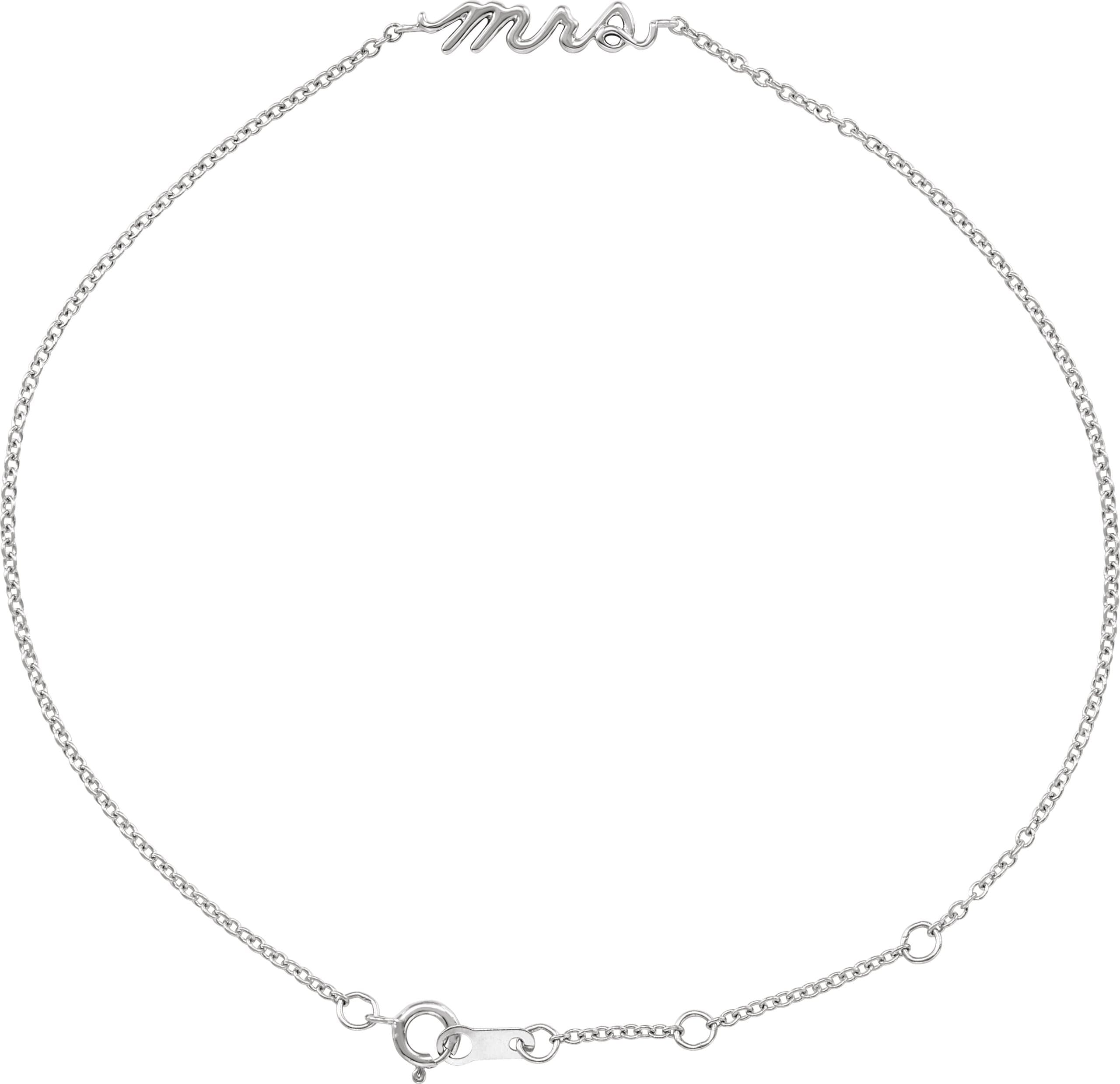 14K Rose Script Mrs 6 1/2-7 1/2" Bracelet