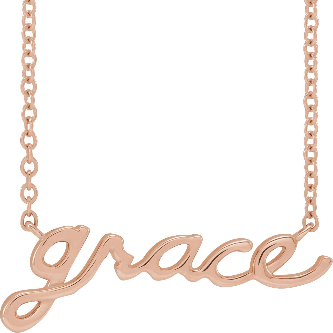 14K Rose Lowercase Script Grace 18 Necklace