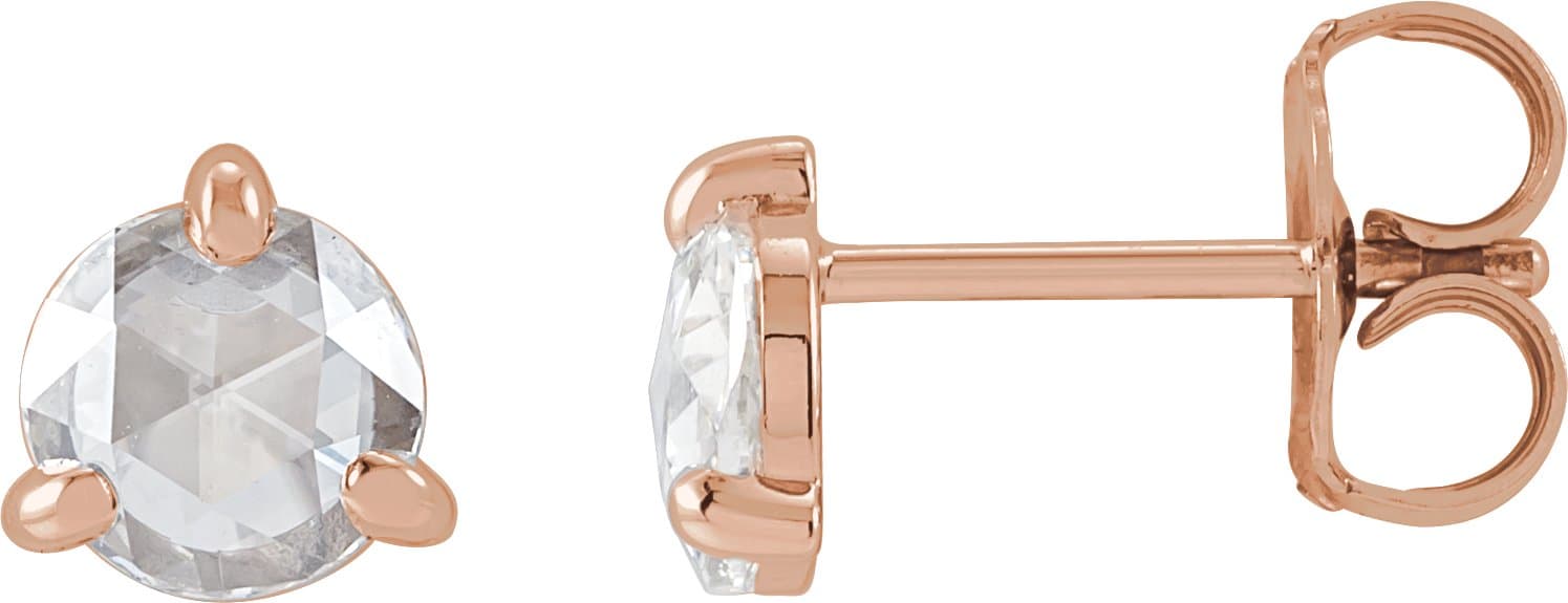 14K Rose 1 CTW Rose-Cut Natural Diamond Stud Earrings