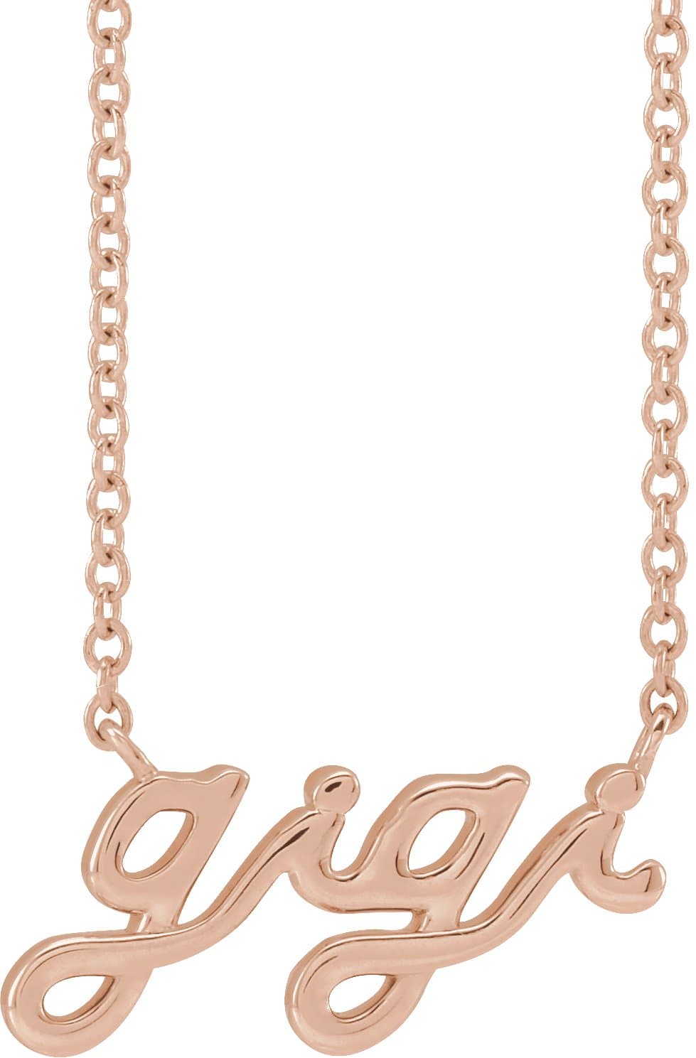 14K Rose Lowercase Script Gigi 18 Necklace