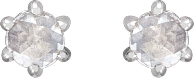 Round 6-Prong Rose-Cut Stud Earrings view 2