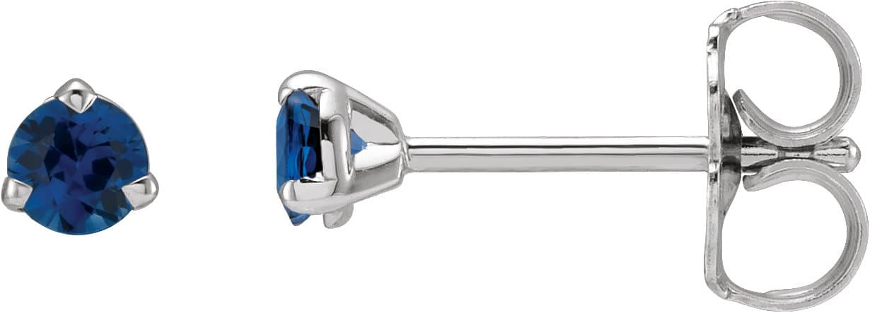 14K Rose 3 mm Natural Blue Sapphire Earrings