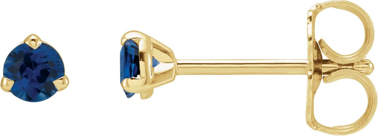14K Rose 3 mm Natural Blue Sapphire Earrings