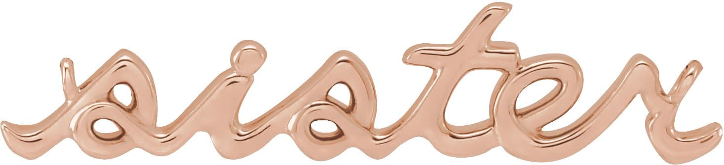 10K Rose Gold 23.3x5.2 mm Sister Necklace Center