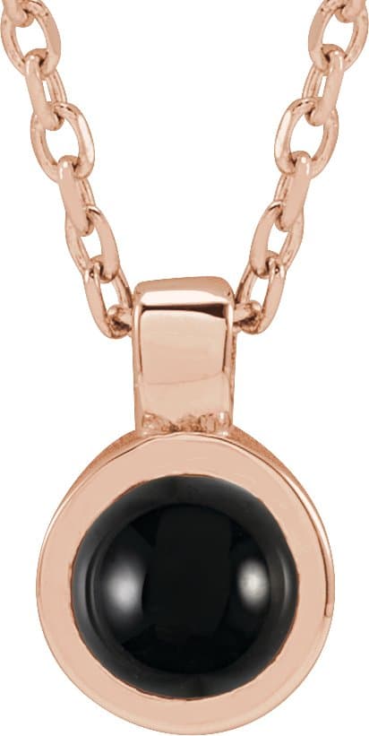 14K Rose Natural Onyx Bezel-Set 16-18 Necklace