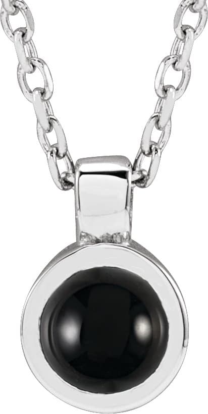 14K Rose Natural Onyx Bezel-Set 16-18 Necklace