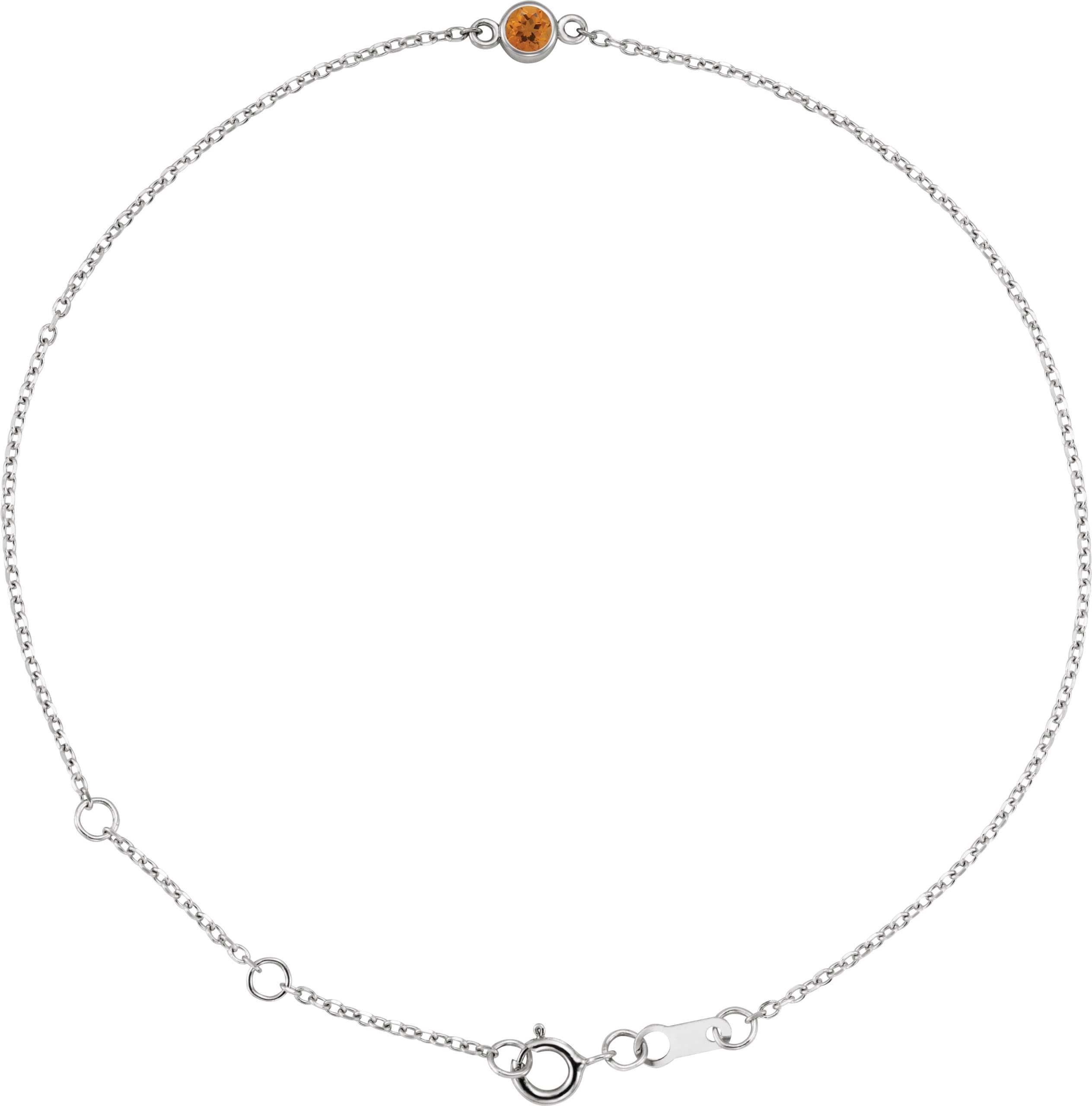 Sterling Silver Natural Citrine Bezel-Set Solitaire 6 1/2-7 1/2" Bracelet
