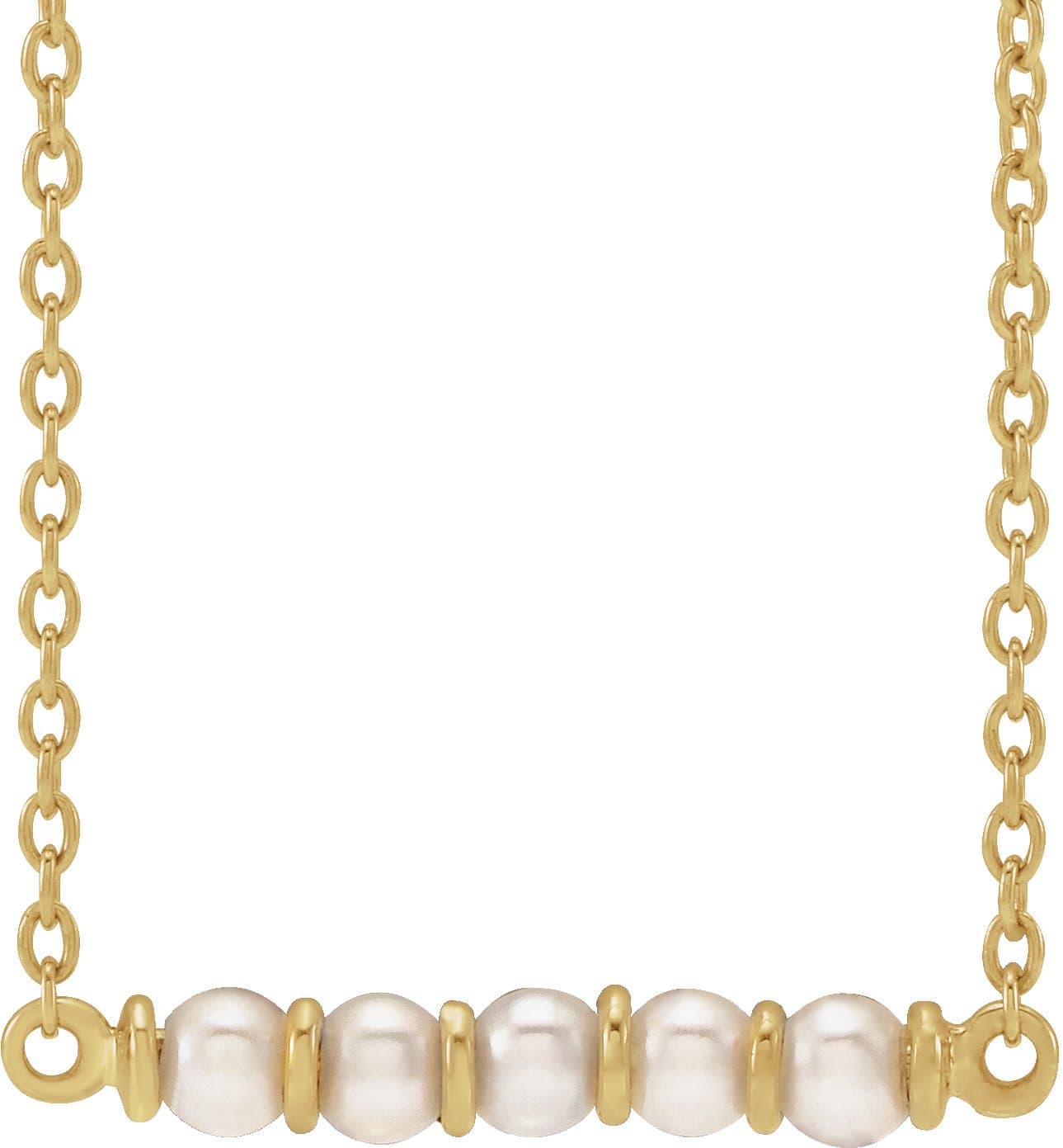 14K Rose Cultured White Freshwater Pearl Bar 18 Necklace