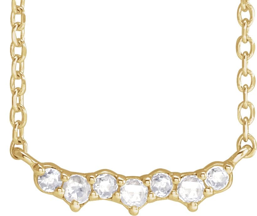 14K White .07 CTW Rose-Cut Natural Diamond Scattered Necklace Center