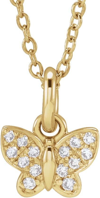 14K Rose .06 CTW Natural Diamond Youth Butterfly 15 Necklace