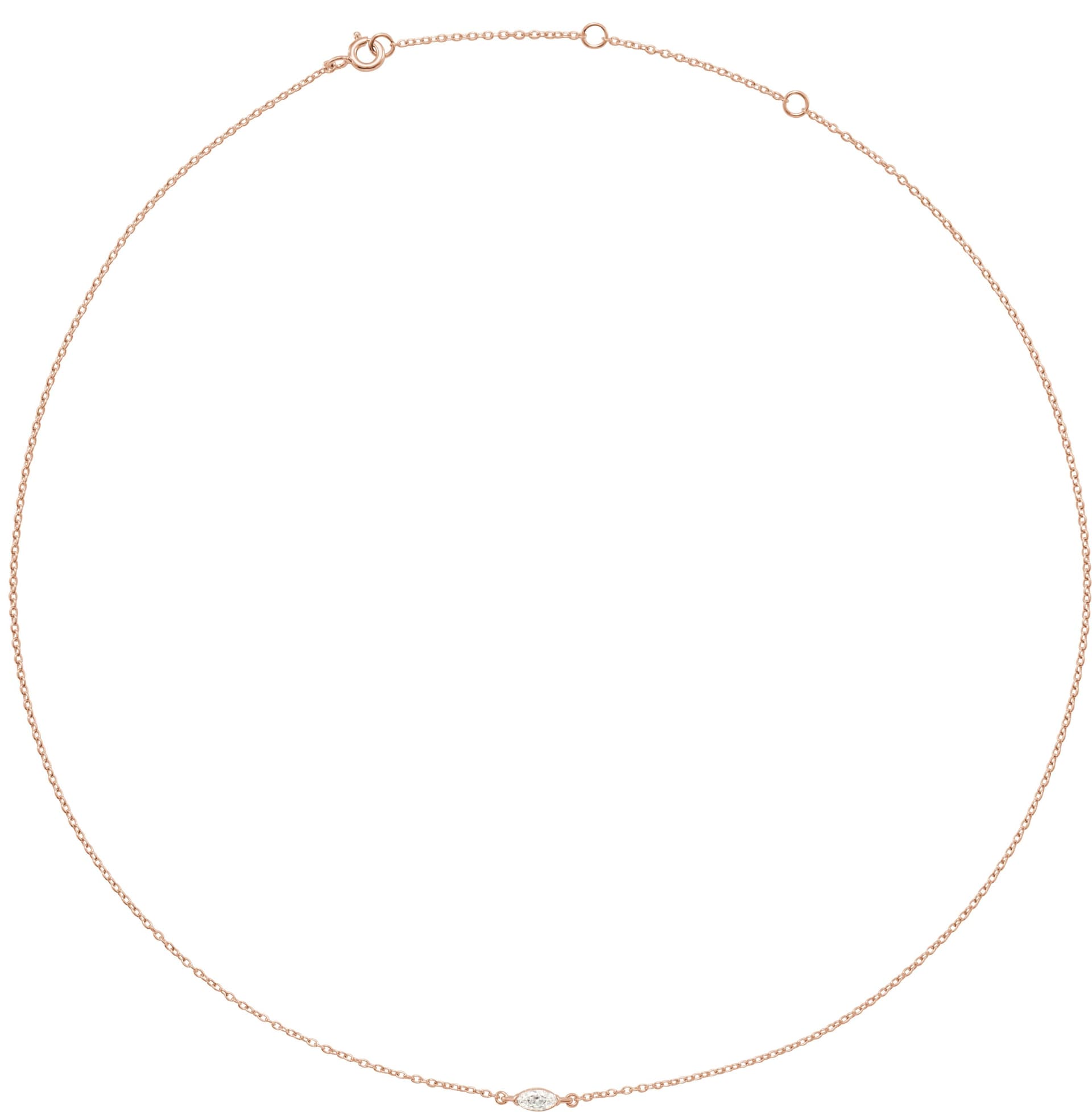 14K Rose 1/4 CT Lab-Grown Diamond 16-18 Necklace