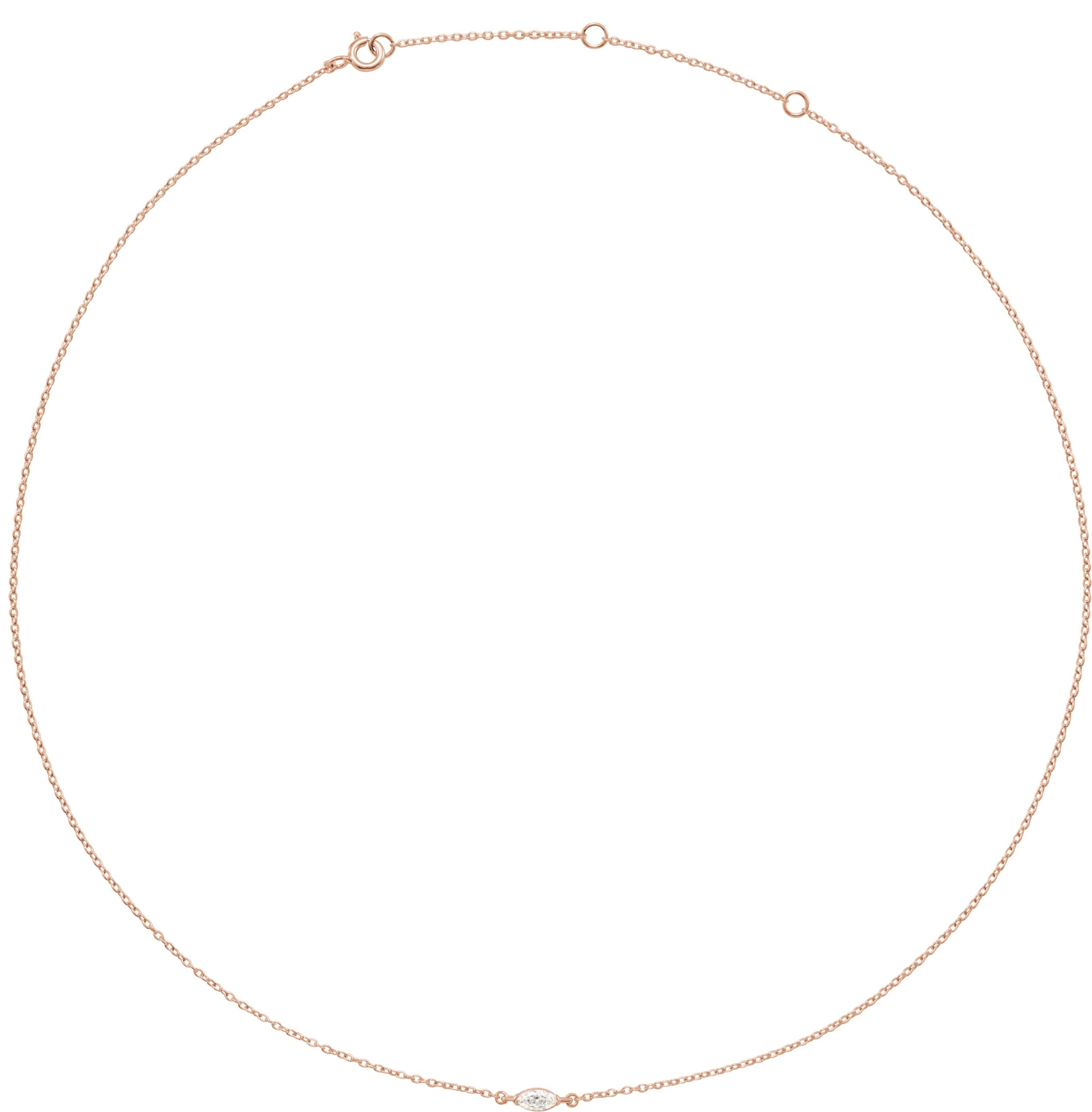 14K Rose 1/4 CT Lab-Grown Diamond 16-18 Necklace