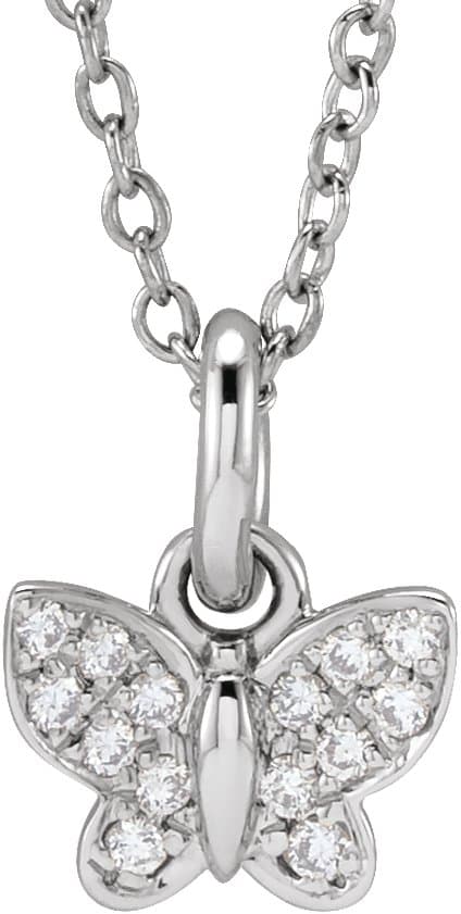 14K Rose .06 CTW Natural Diamond Youth Butterfly 15 Necklace