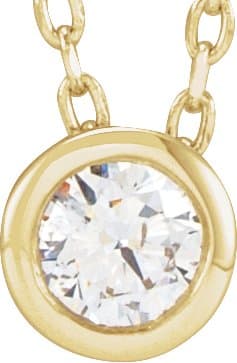 14K Rose 1/10 CT Lab-Grown Diamond Bezel-Set 16-18 Necklace