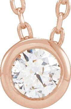 14K Rose 1/10 CT Lab-Grown Diamond Bezel-Set 16-18 Necklace