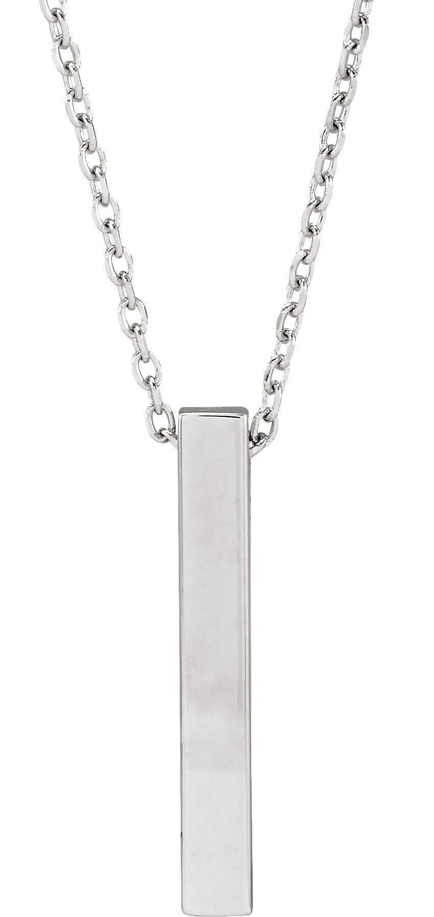 14K Rose Engravable Four-Sided Bar 16-18 Necklace