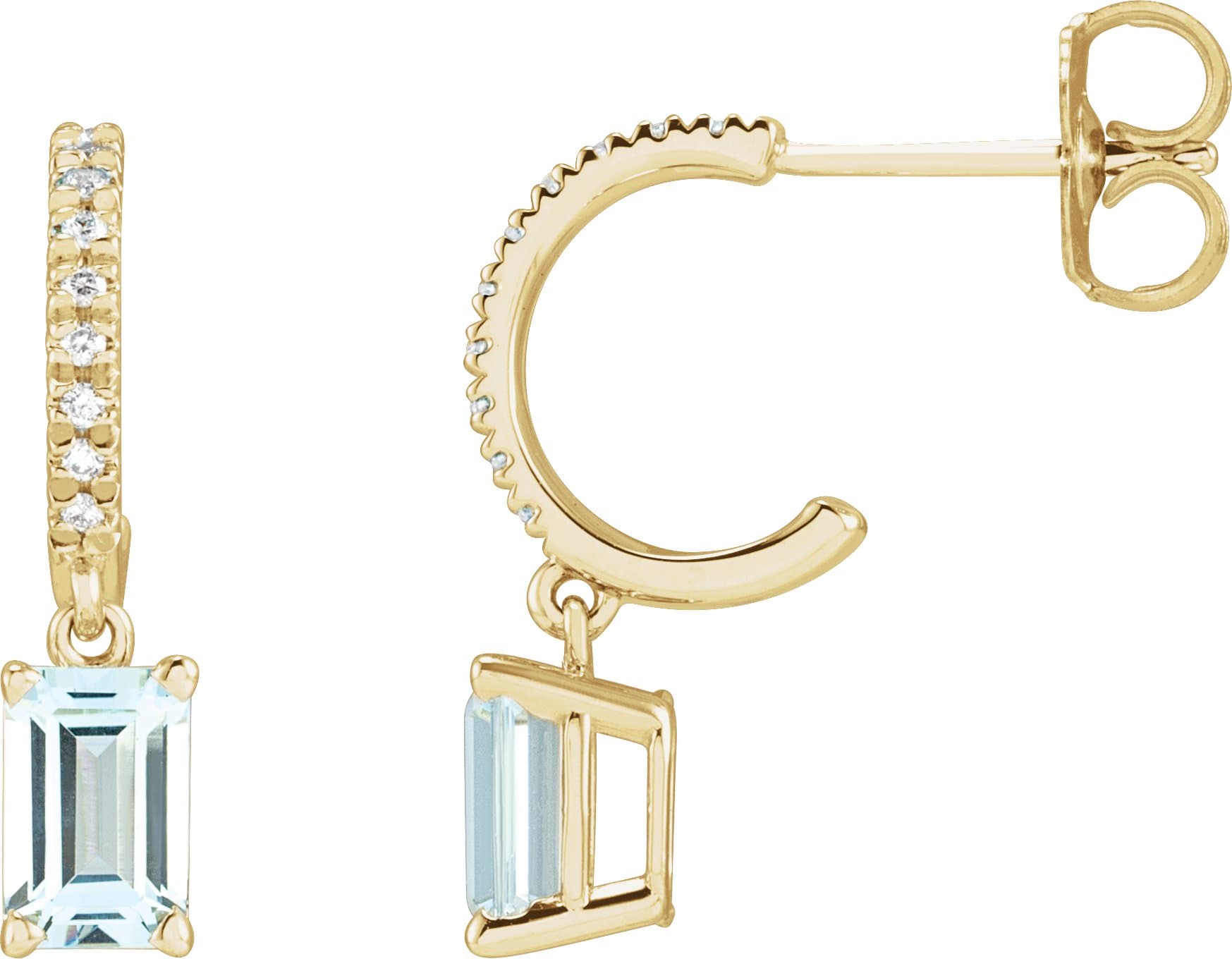 14K Rose Natural Rhodolite Garnet & .08 CTW Natural Diamond French-Set Hoop Earrings