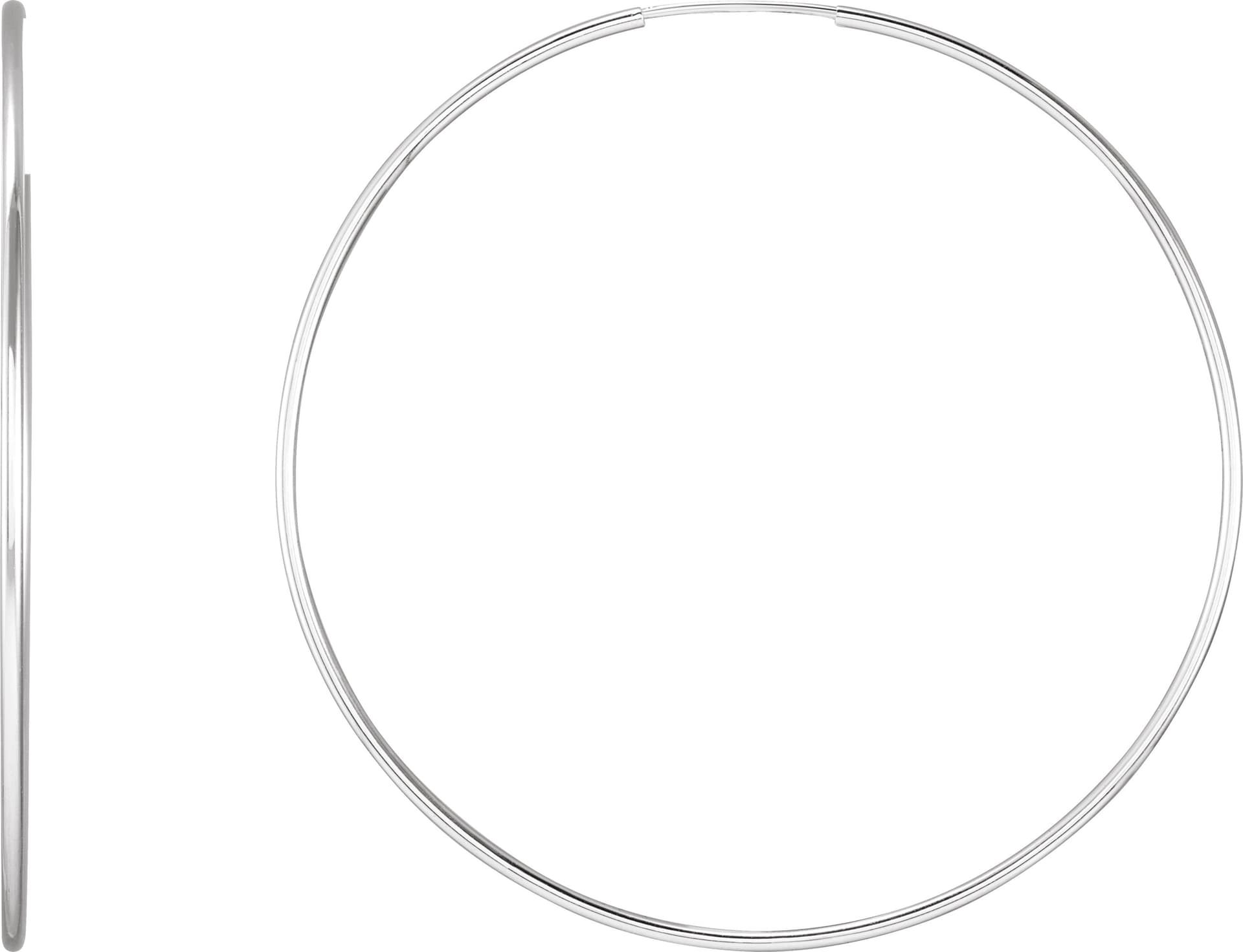 Sterling Silver Endless Tube 35 mm Hoop Earrings