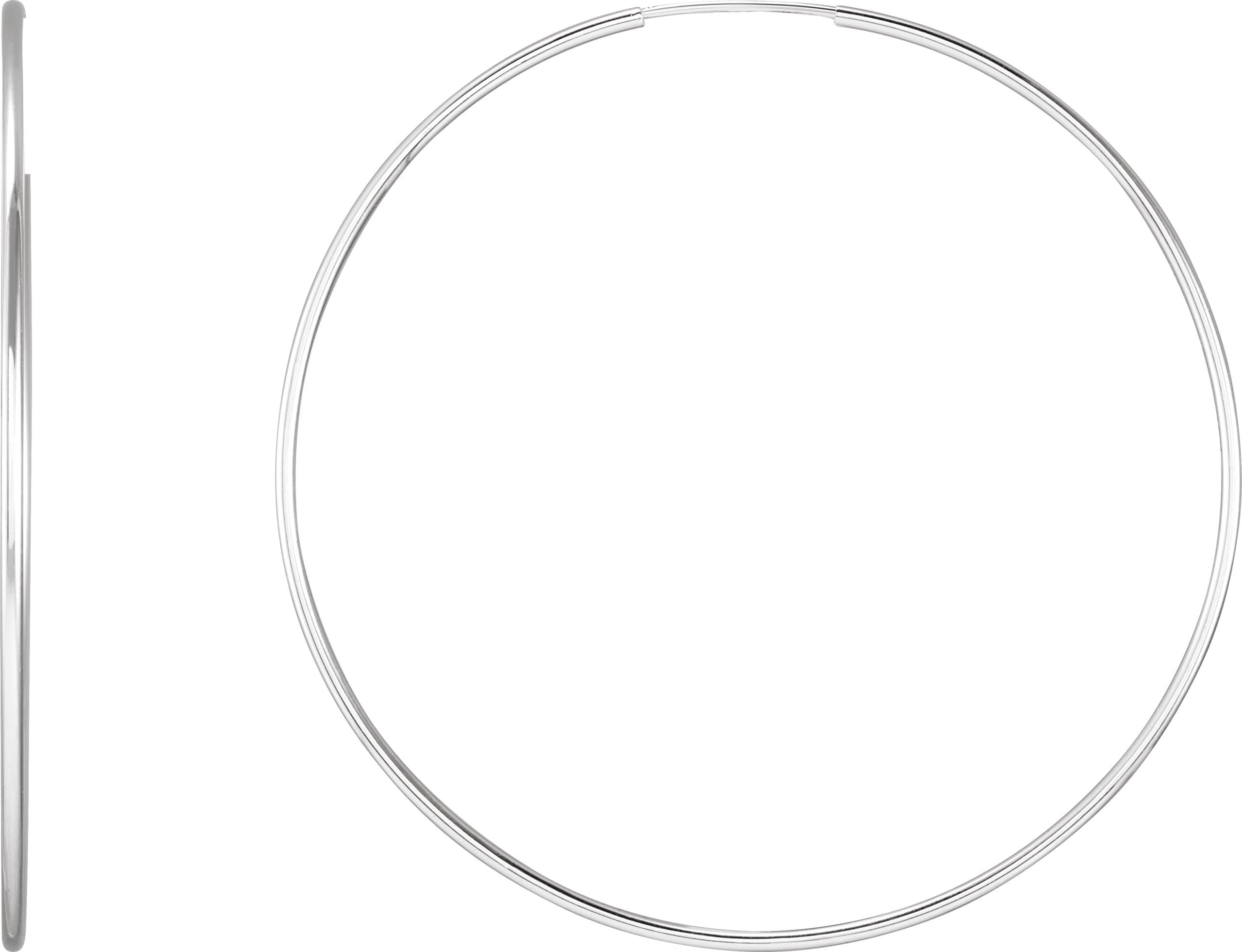 Sterling Silver Endless Tube 35 mm Hoop Earrings