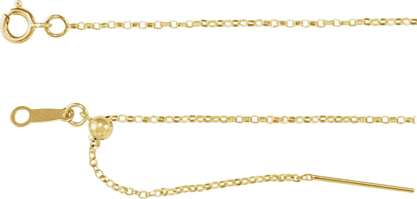 14K Yellow 1 mm Adjustable Threader Rolo 16-22 Chain